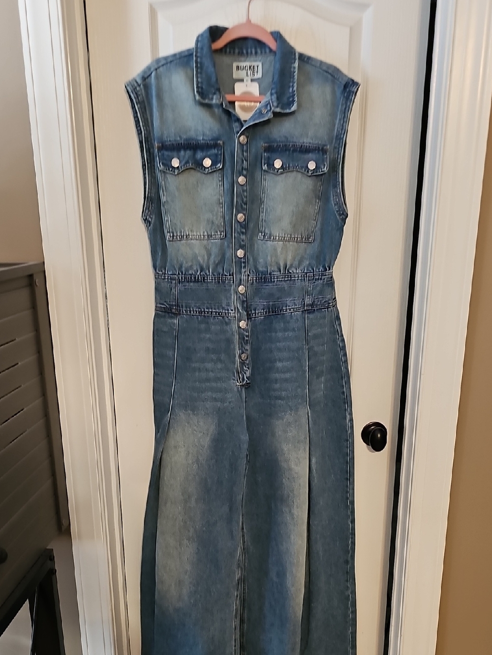 BUCKETLIST Faded Denim Blue Sleeveless Jumpsuit